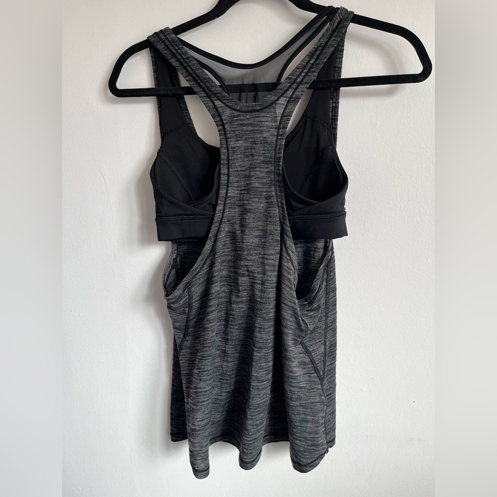 Lululemon Glide and Stride 2-in-1 Built In Bra Tank - Heathered Black - US 6 - Picture 3 of 5